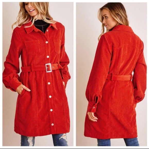 Chic Corduroy Trench Jacket - Picture 2 of 3